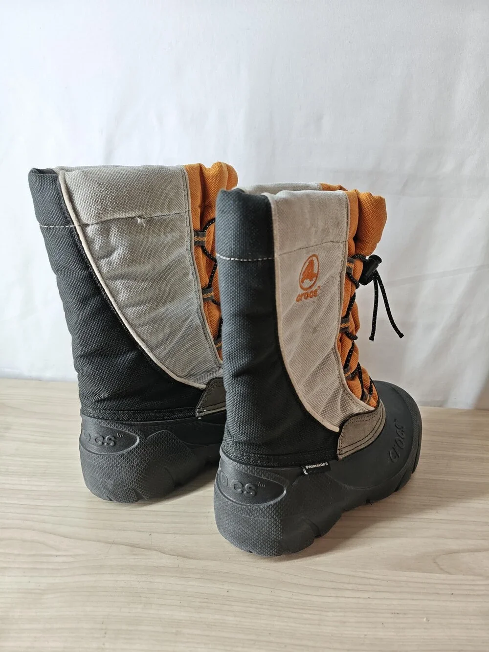 Crocs Snow Boots Toddler Size C2 Orange Gray Black Snomini Primaloft Winter